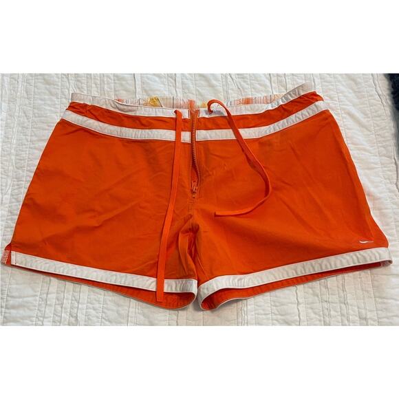 Nike Shorts Orange athletic 72 LARGE  12/14 short shorts Y2K - Picture 1 of 9